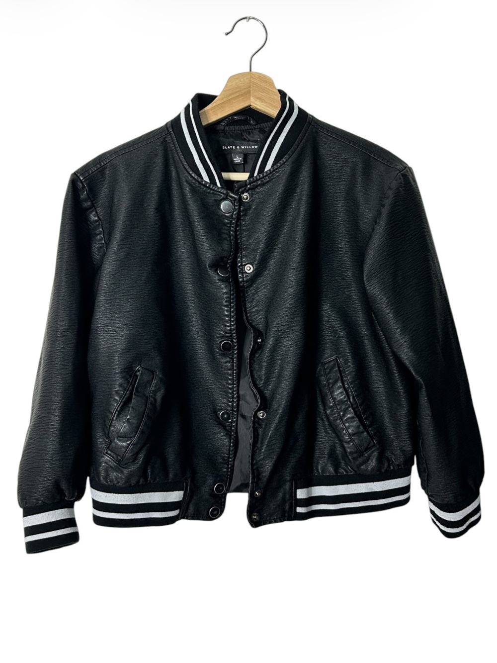 Slate & Willow Varsity Faux Leather Jacket - Picture 2 of 8